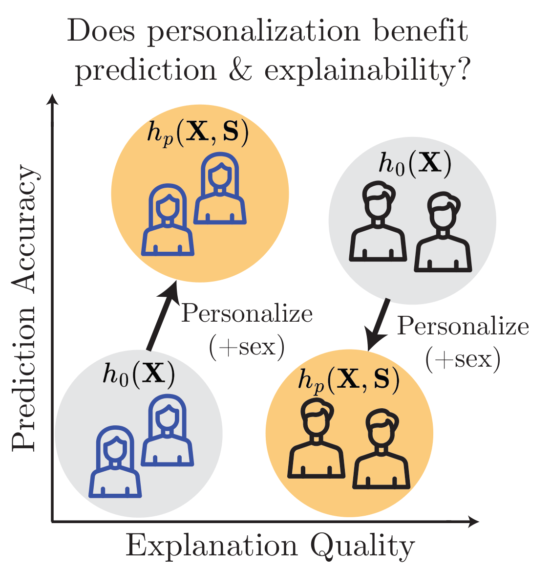 Impact of personalization on prediction and explanation: some groups benefit, others are harmed.